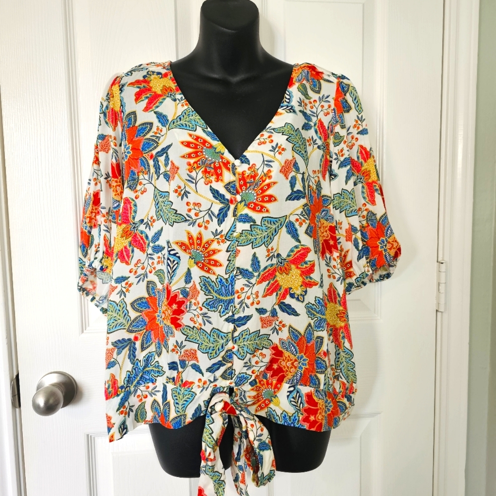 NEW Rose + Olive Floral Blouse
